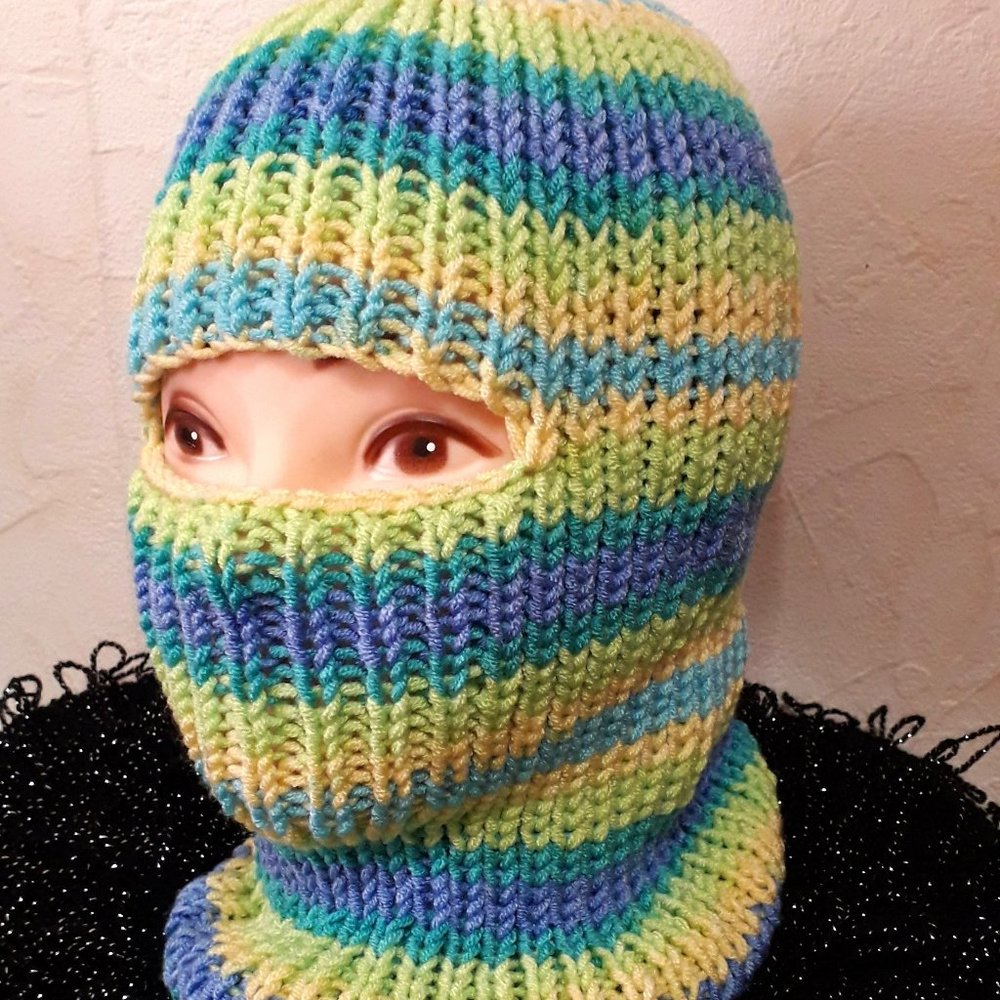 Handknit balaclava multicolored